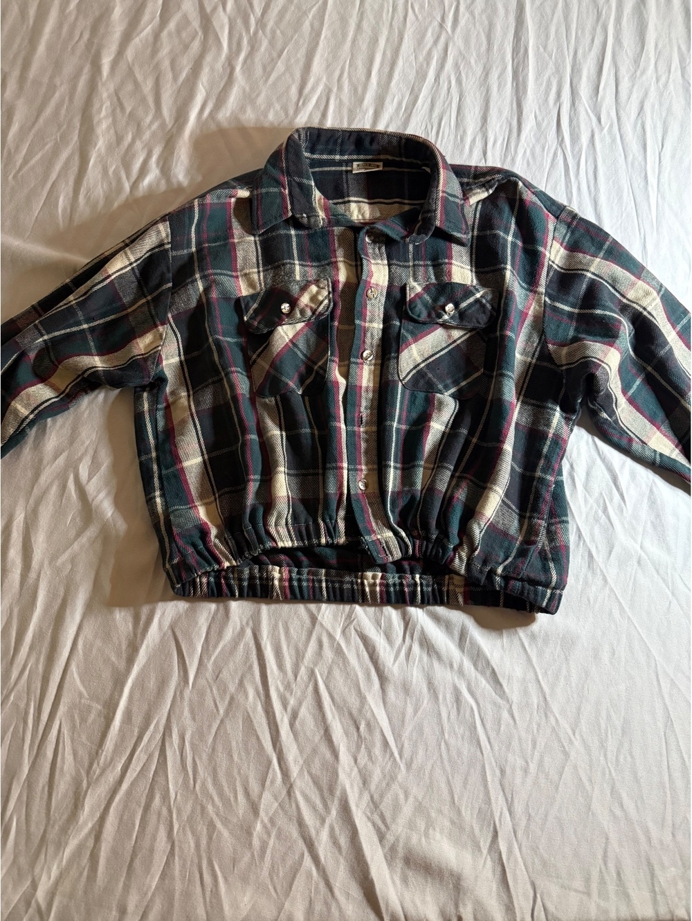 Five Brother Womens 2XL Plaid Flannel Shirt Jacket with Elastic Waistband